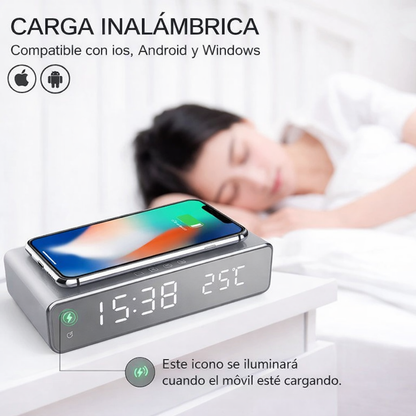 Base de carga inalámbrica con alarma todo en uno